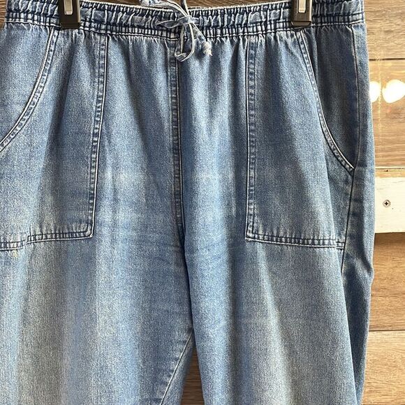 KT SPORT by KENNETHTOO Denim Elastic Waist Ladies Capri Palm Jeans Petite Large - Picture 3 of 10